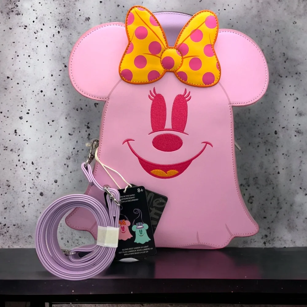 Pastel Ghost Minnie Mouse Glow-in-the-Dark Backpack and Matching Zip Wal… - Picture 5 of 9